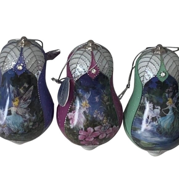 3 Porcelain Mimi Jobes Fairyland Heirloom Christmas Ornament Set Handcrafted Col - Picture 16 of 16